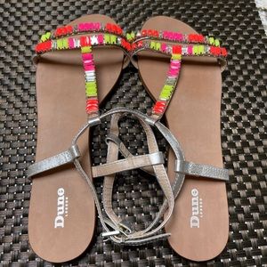 Dune London Sandals With Multicolored Stones Sz 9